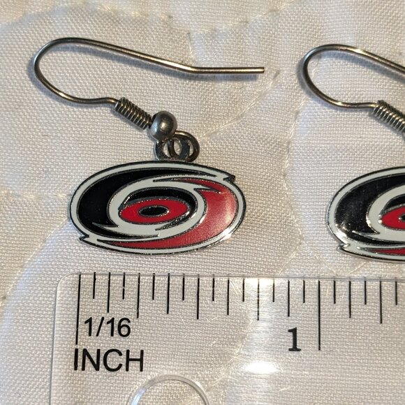 NHL Carolina Hurricane's Hockey Team Logo Earrings  LIKE NEW! - Picture 7 of 7
